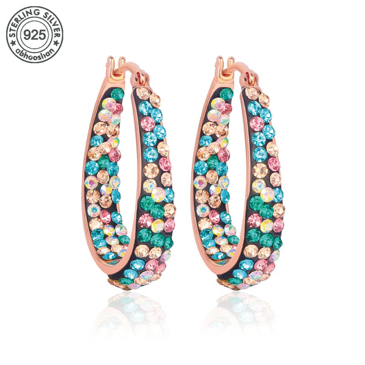 925 Silver, Colourful Earrings, Women's Earrings with Colourful Synthetic Zirconia, Wife's Anniversary Gift, Women's Birthday Je