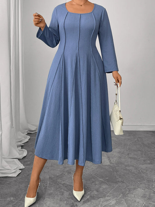 Women s Plus Size Maxi Dress with V-Neck and Floral Print Elegant Long Sleeve A-Line Dress for Casual and Workwear