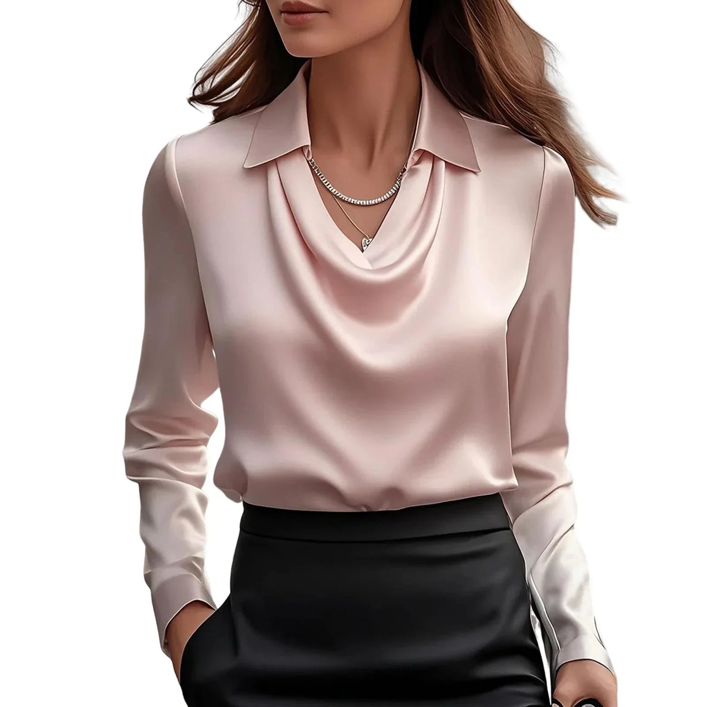 Satin Women Shirt Vintage Long Sleeve Blouse Women Silk Elegant Womens Tops Commuting Luxury White Shirt Autumn Female Clothing