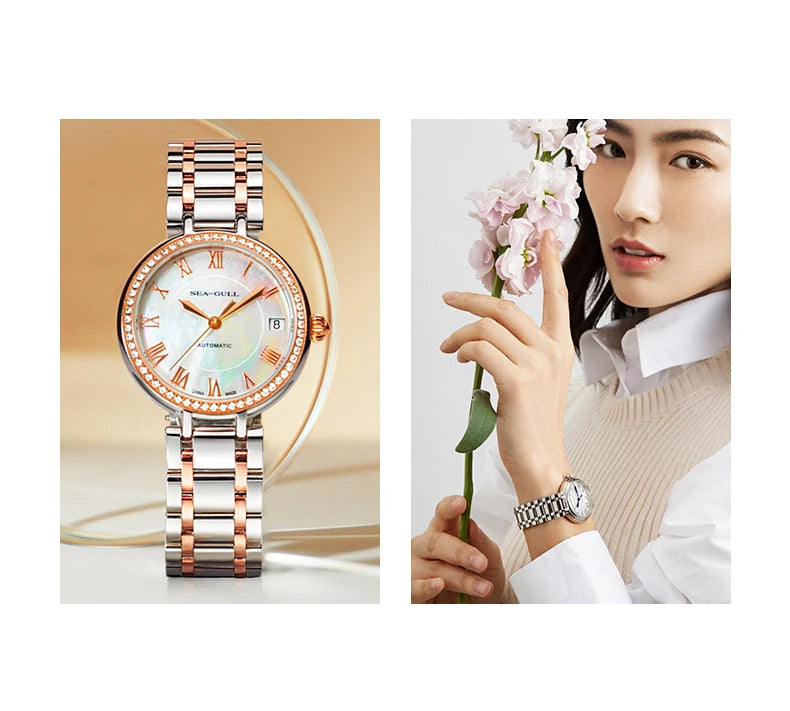 Seagull Reloj Fashion White Diamond Ladies Watch Top Brand Luxury Wrist Watch Simple Women Dress Watch Relogios Feminino 417L
