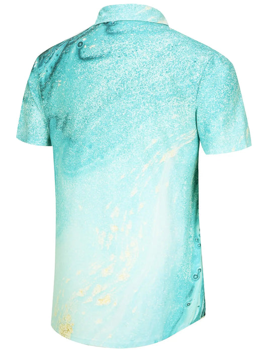 KYKU Men's Casual Button-Down Shirts Hawaiian Shirt Short Sleeve Beach Clothes with Pockets