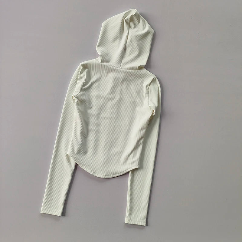 Women's Yoga Coat Short Sports jacket Fitness  Yoga Shirt Cycling Running Coats Zipper jacket Hooded Long Sleeve Sports Jacket