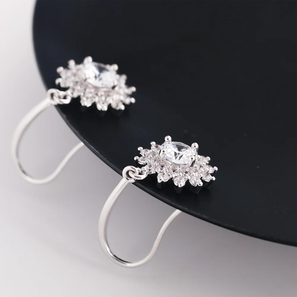 925 Sterling Silver 0.5 carat * 2 Moissanite Sunflower Earrings Sunny Fashion Elegant Female Mother's Day Gift for Mom USA Stock