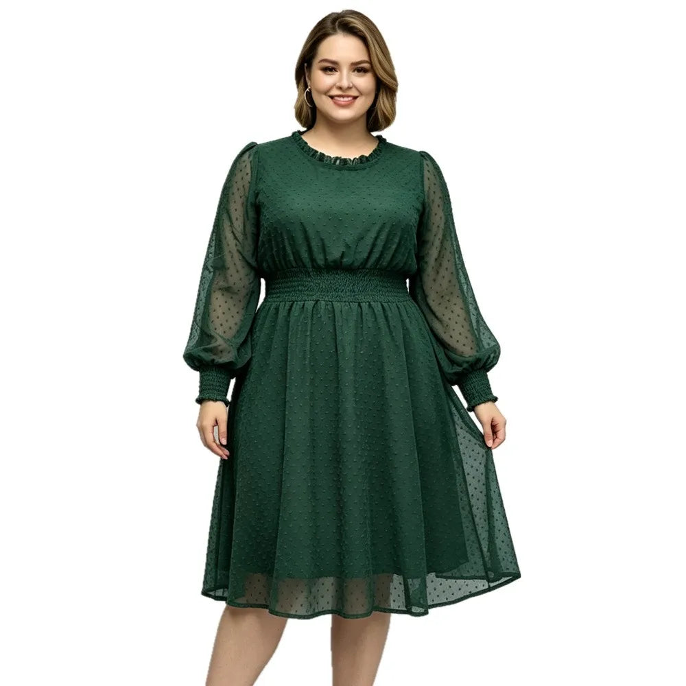 Plus Size Full Sleeve O Neck Maxi Elegant Dresses For Women