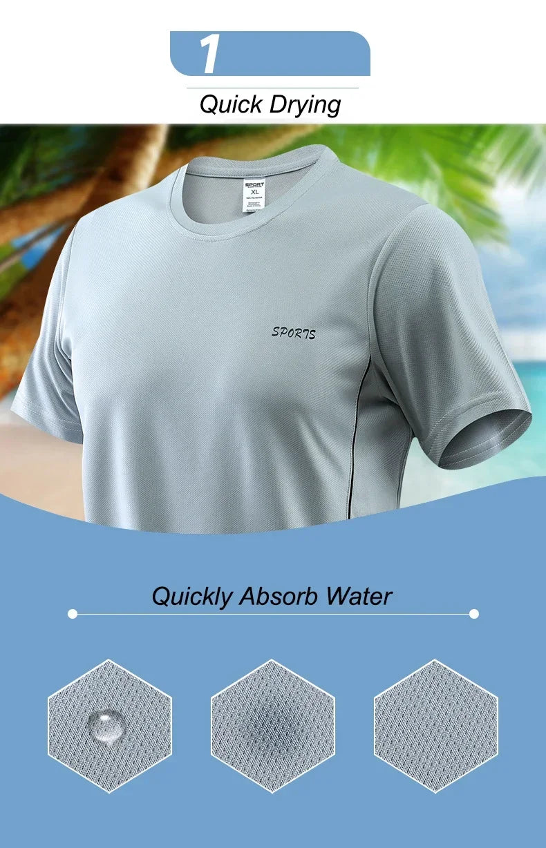 Men's Running Set Summer Quick Drying Sweat-absorbing Short Sleeved T-shirt Shorts Sports Suit Two-piece Set Men