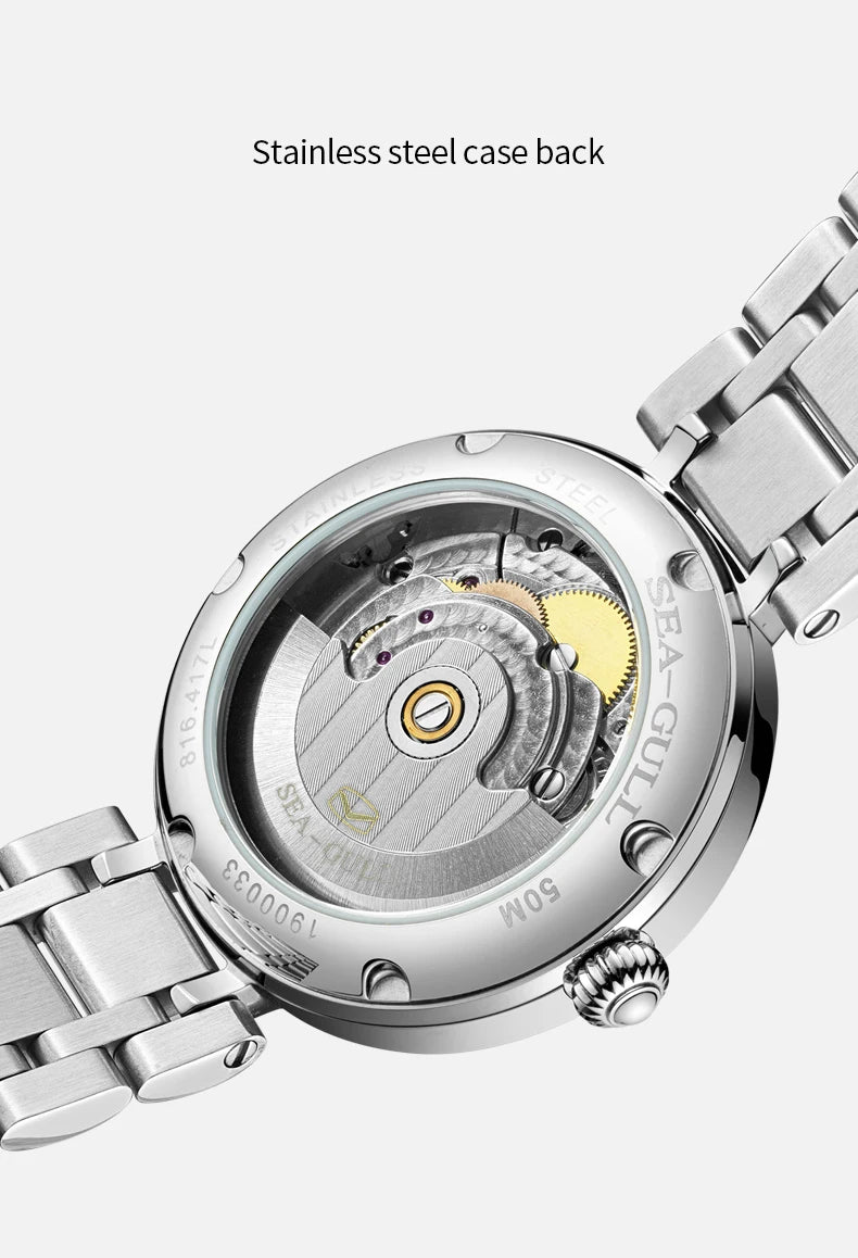Seagull Reloj Fashion White Diamond Ladies Watch Top Brand Luxury Wrist Watch Simple Women Dress Watch Relogios Feminino 417L