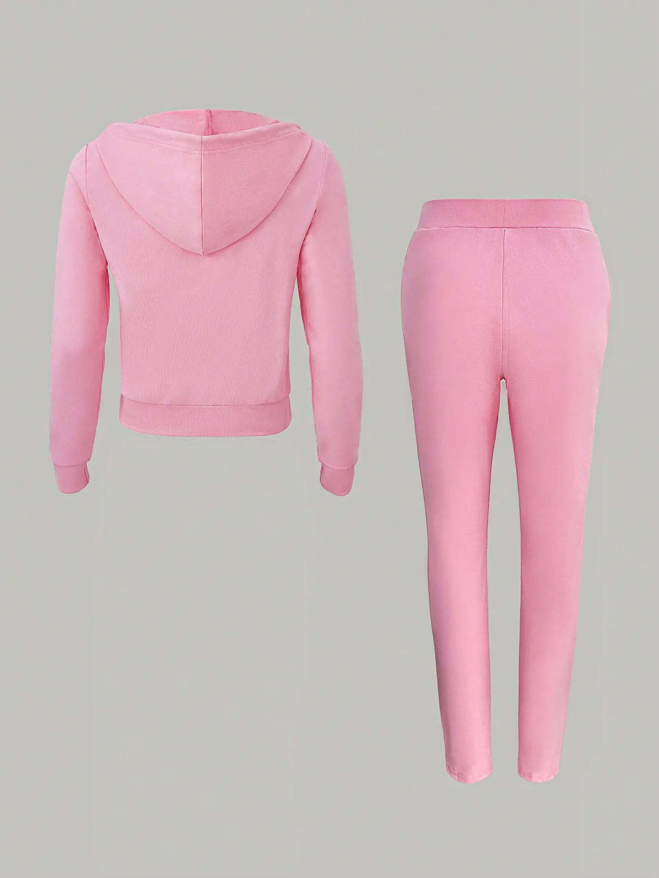 Women's Pink Zipper Sportswear Set of 2 Pieces Jogger Letter Printed Jogging Sportswear Hoodie and Sweatpants Set