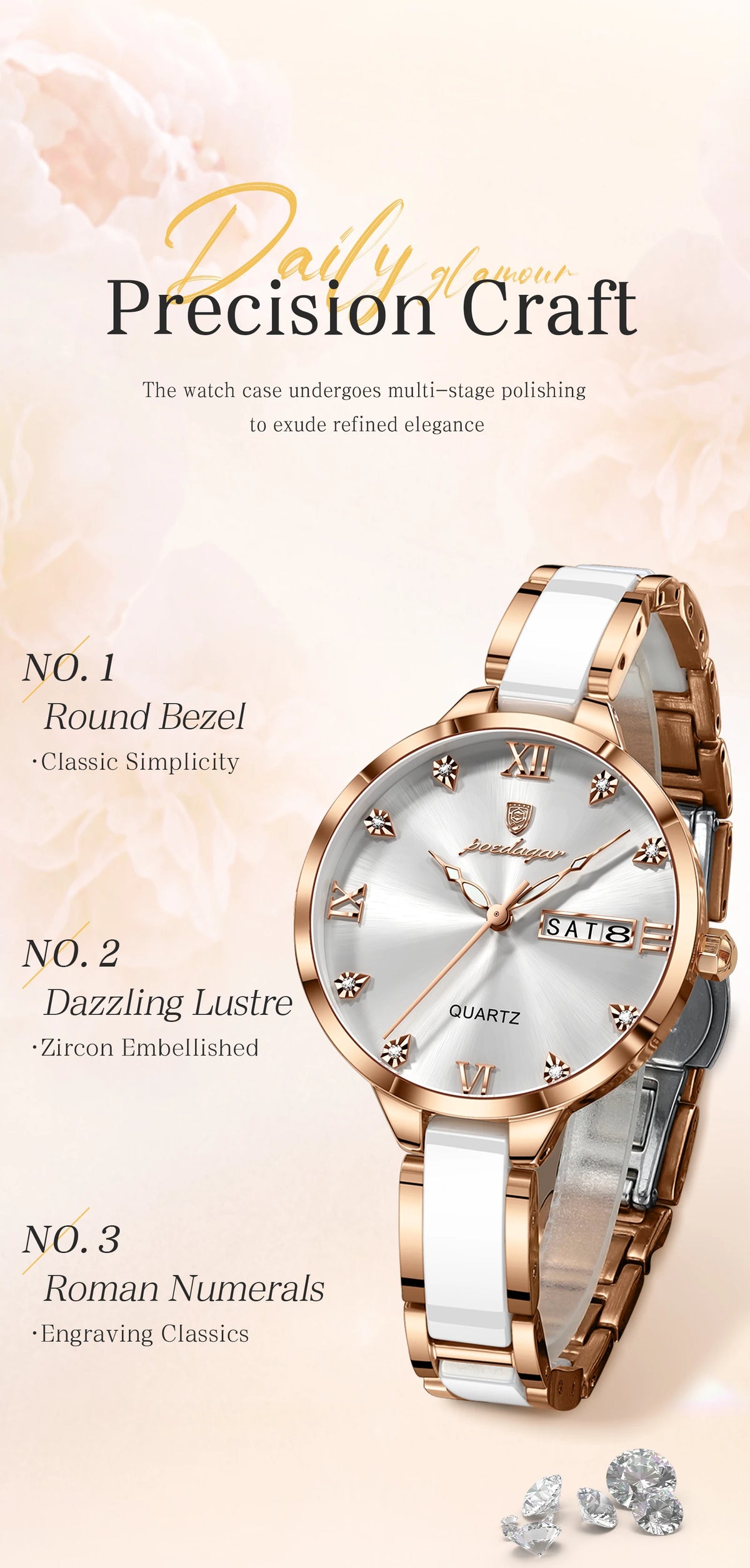 POEDAGAR Luxury Fashion Women Wristwatch Waterproof Week Date Quartz Ladies Watch Stainless Steel Elegant Watches For Woman Gift