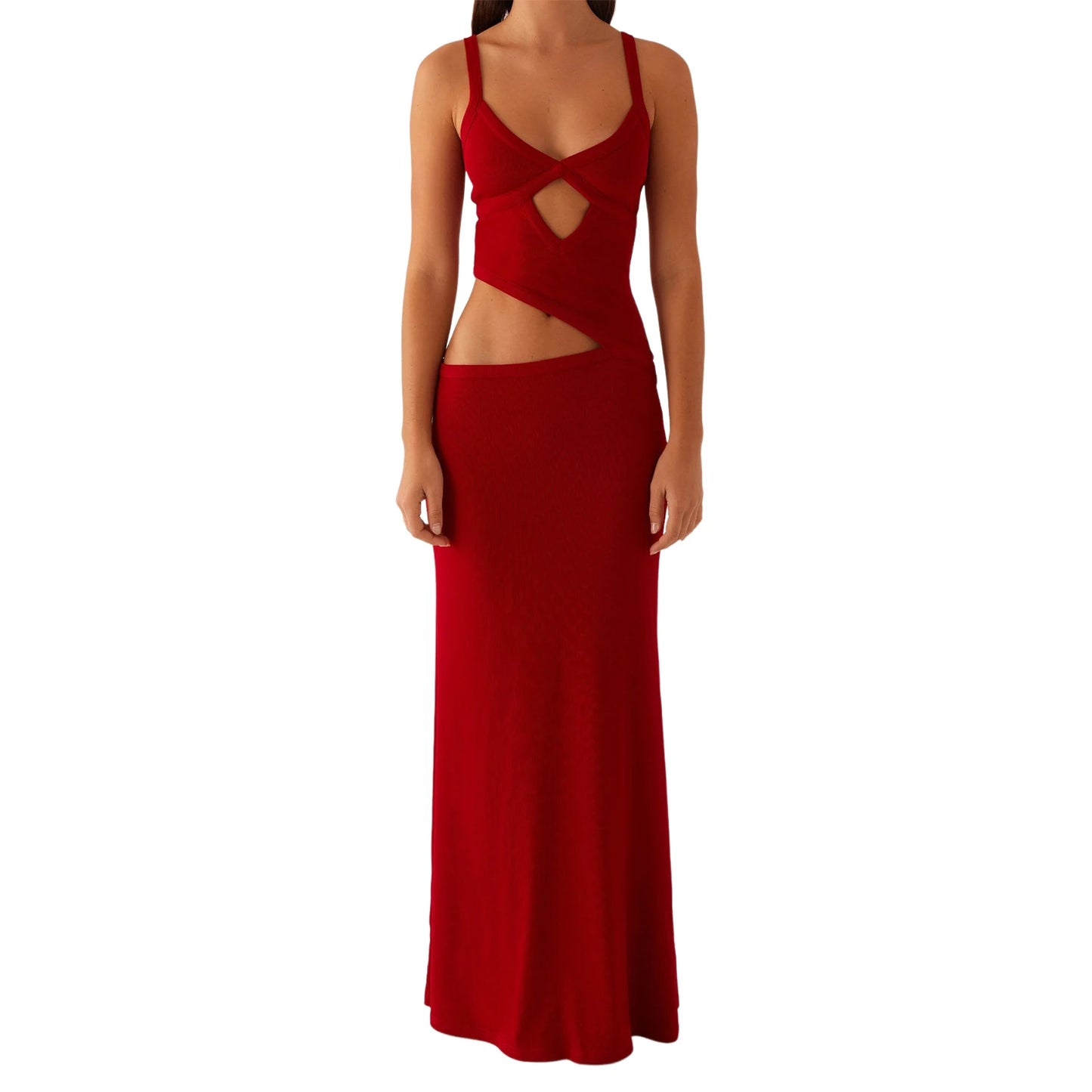 Elegant Lace Sleeveless V-neck Maxi Dress with Open Back for Evening Cocktail Party and Summer Events