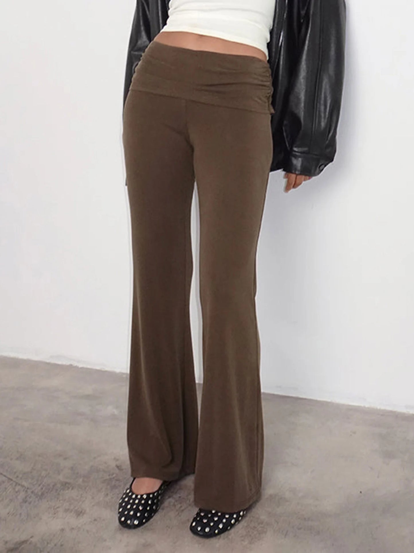 Women s High Waisted Wide Leg Pants Elegant Flare Trousers for Formal Events and Office Wear