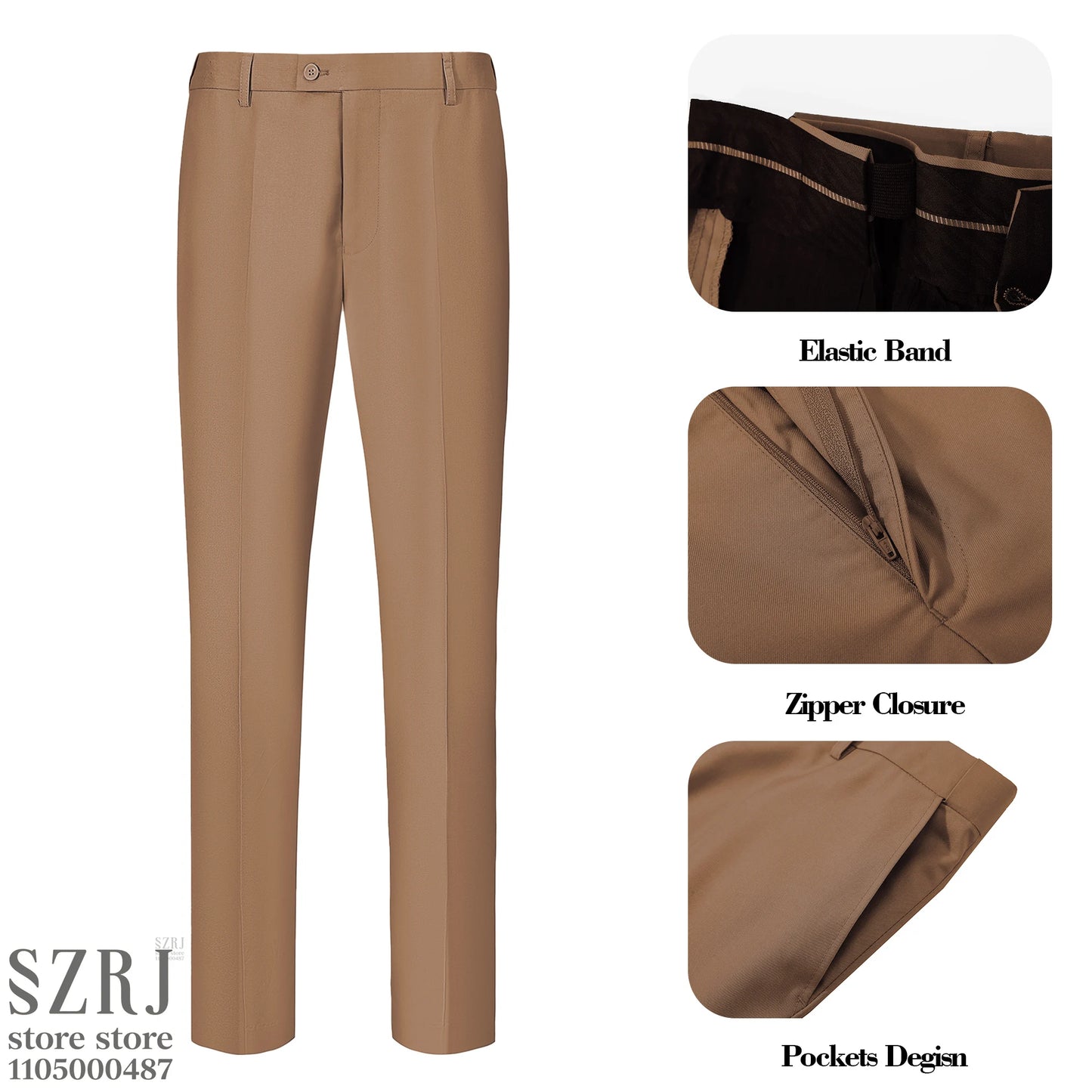 4PCS Men's Formal Tuxedo Set: Vest + Pants + Socks | Classic Solid Suit for Business/Party/Interview