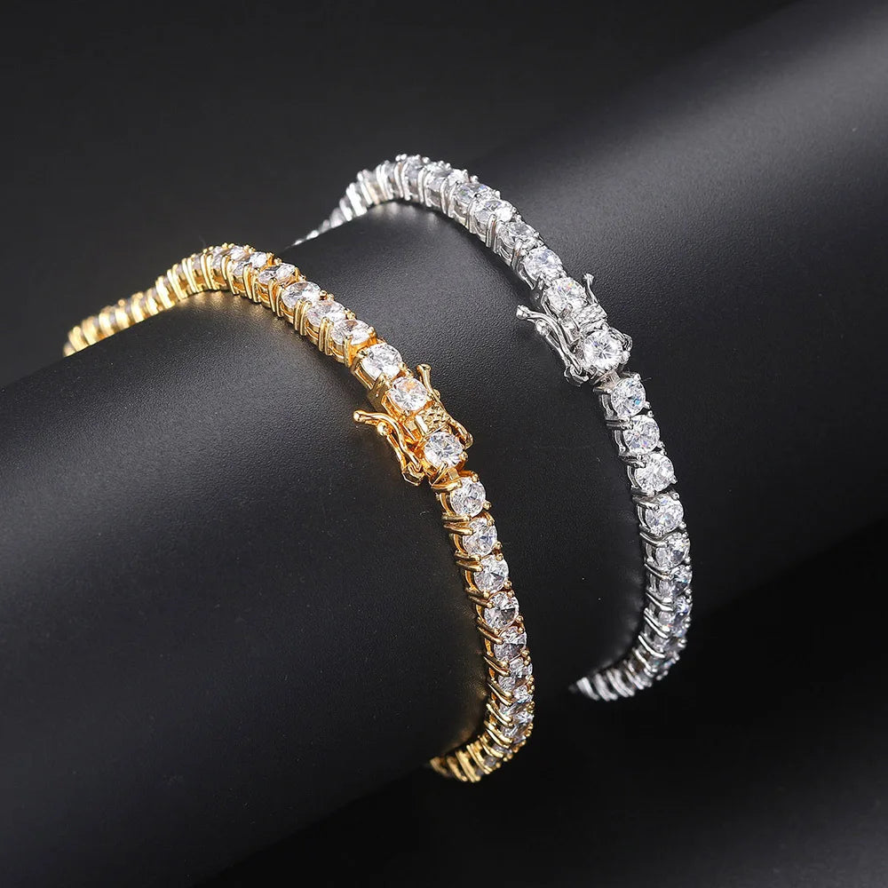 2-6.5mm Men Women Moissanite Tennis Chain Rose Yellow Moissanite Tennis Bracelet s925 Silver Tennis Chain For Women Men