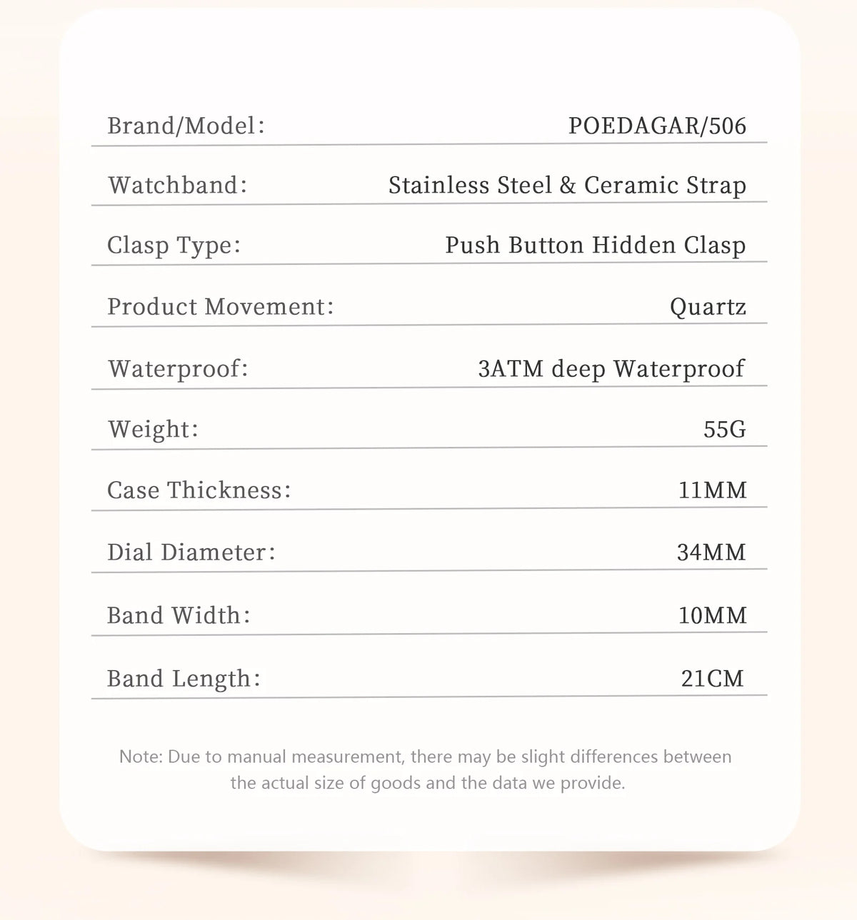POEDAGAR Luxury Fashion Women Wristwatch Waterproof Week Date Quartz Ladies Watch Stainless Steel Elegant Watches For Woman Gift