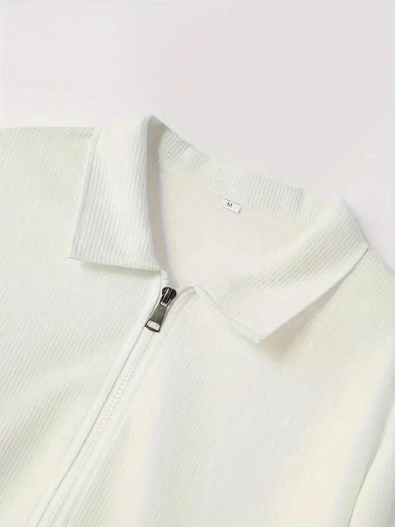 2 Pieces Classic Men's Sportswear Set - Soft, Breathable, Full Zip Tracksuit