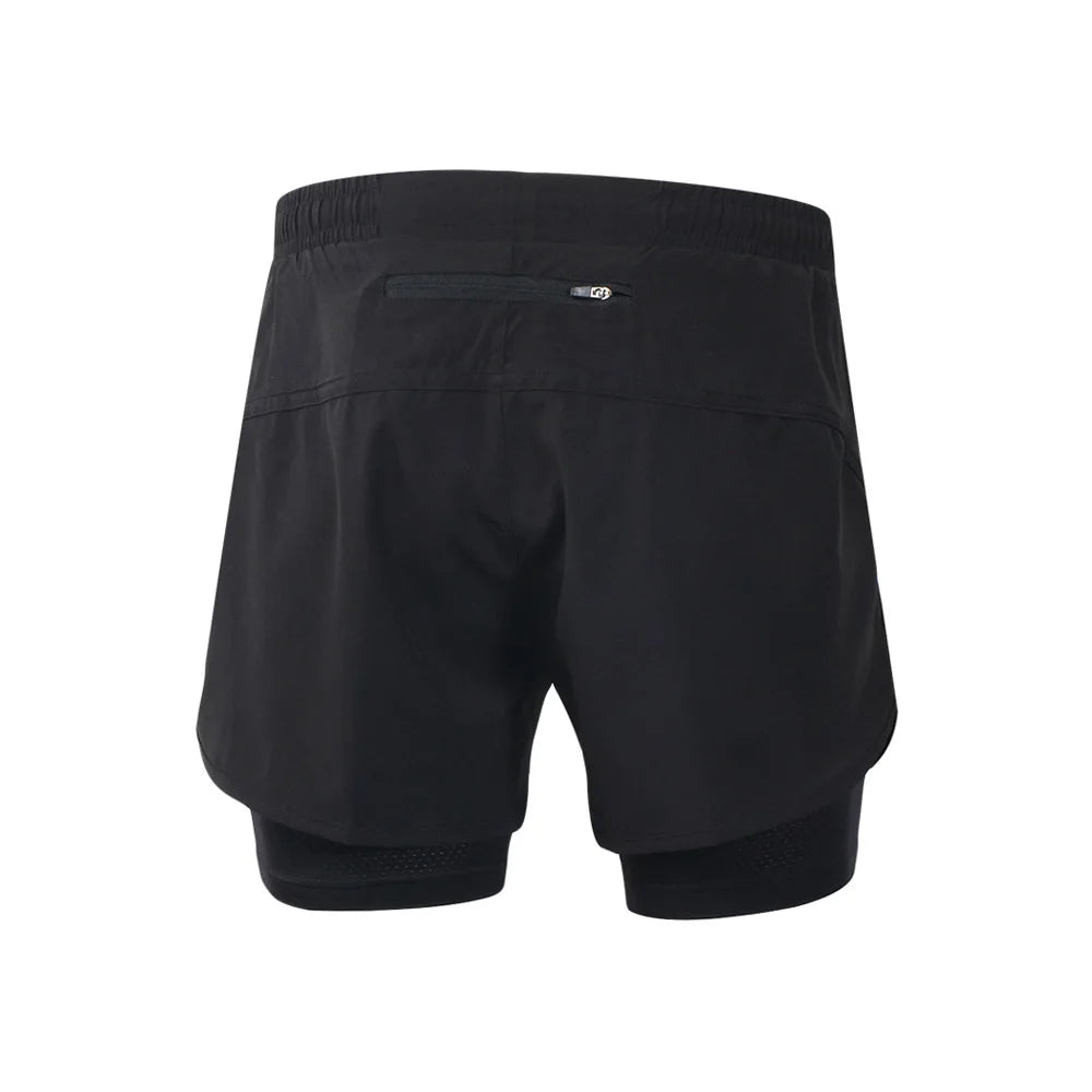 Men's 2-in-1 Running Shorts Quick Drying Breathable Active Training Exercise Jogging Cycle Shorts with Longer Liner