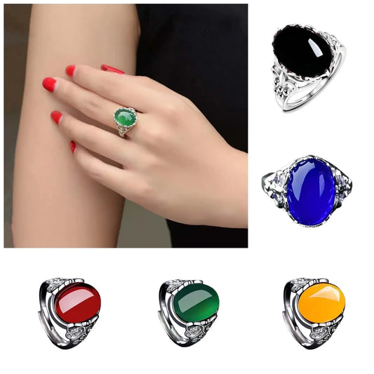 Stainless Steel Oval Natural Stone Ring For Men Women Finger Jewelry Accessories Black Green Tiger Eye Stone Rings