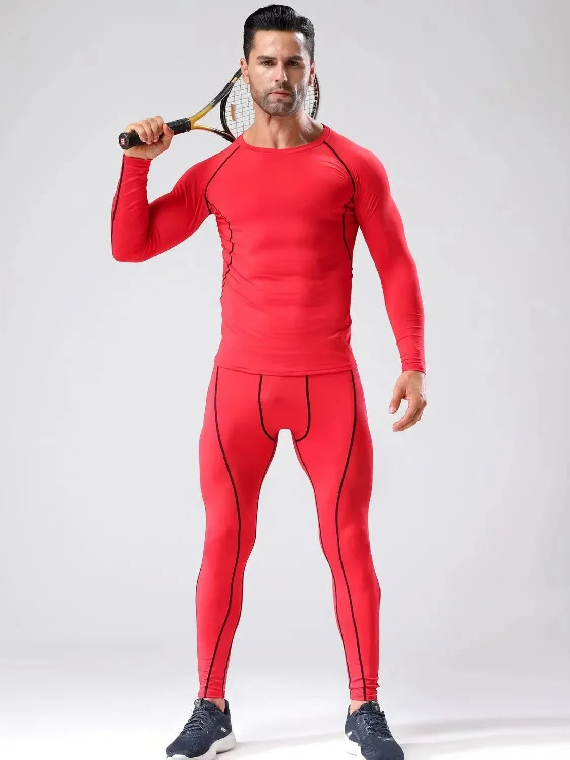 2pcs Men Compression Sportswear Suit Elastic Training Sports Yoga Sets Workout Jogging Fitness Clothing Tracksuit Pants Sporting