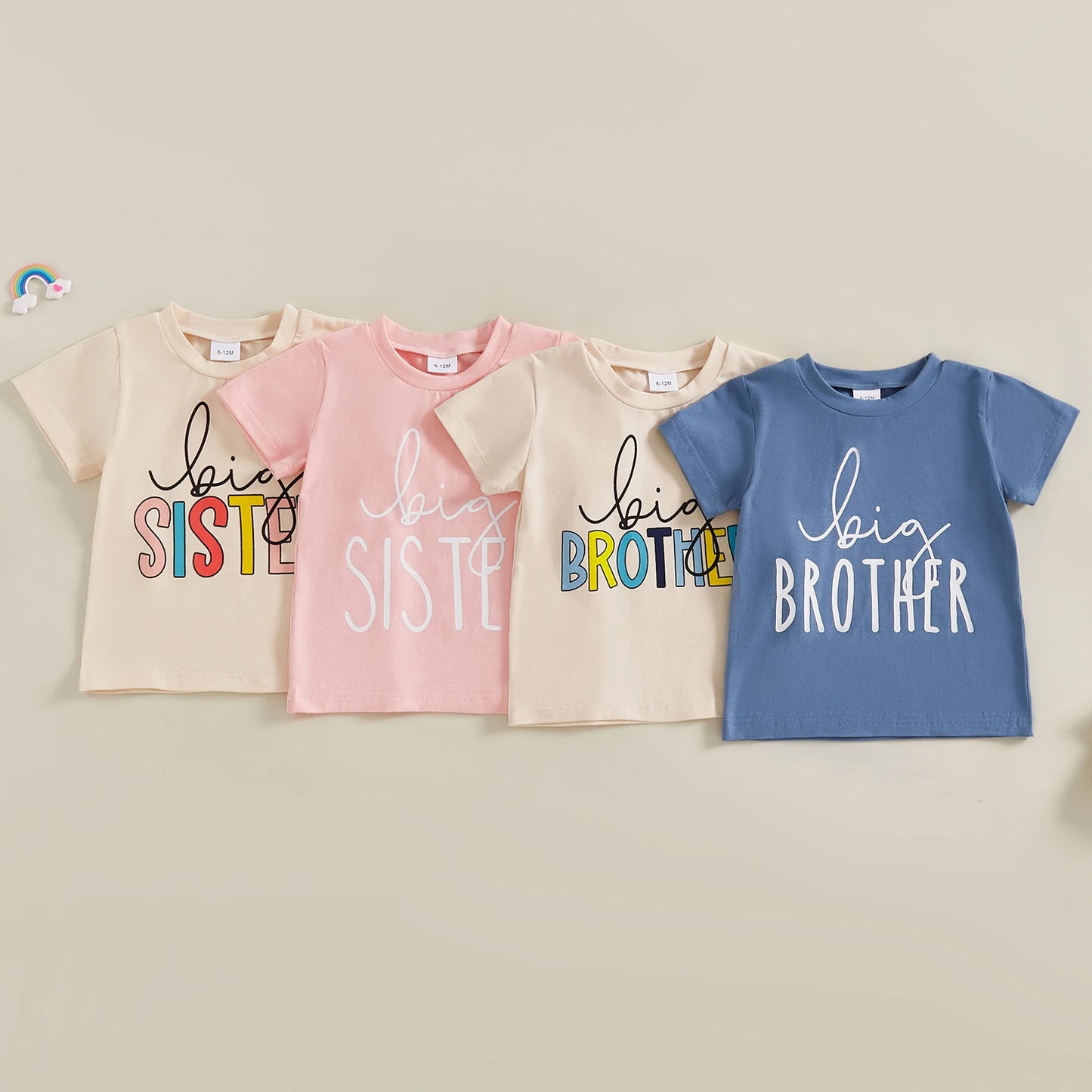 Toddler Girls Boys T-Shirts Letter Print Short Sleeve Shirts Summer Casual Fashion Kids Tops Brother Sister Matching Outfits