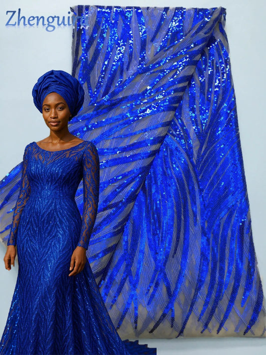 Green Nigerian Lace Fabric 2025 High Quality 5 Yards Luxury African Mesh Tulle Lace Fabric French Wedding Dress for Women A4340