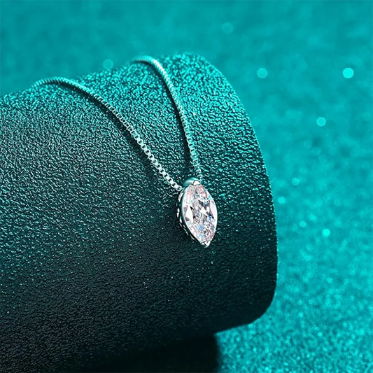 New 5*10mm 1CT Marquise Cut Moissanite Diamond Necklace for Women Certified 925 Sterling Silver Neck Chain Party Jewelry Gift
