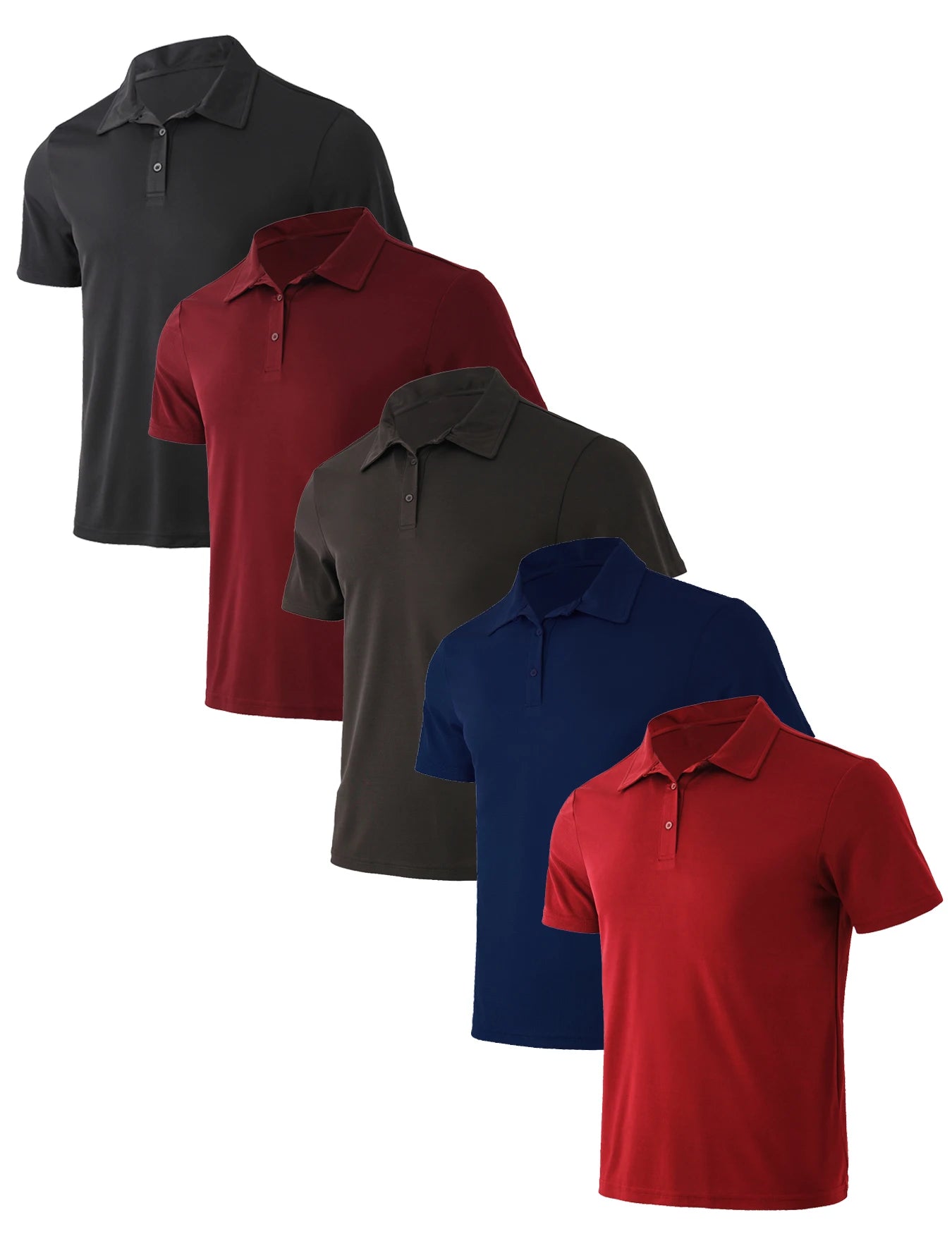 5-piece men's summer solid color short sleeved polo shirt breathable quick drying short sleeved top