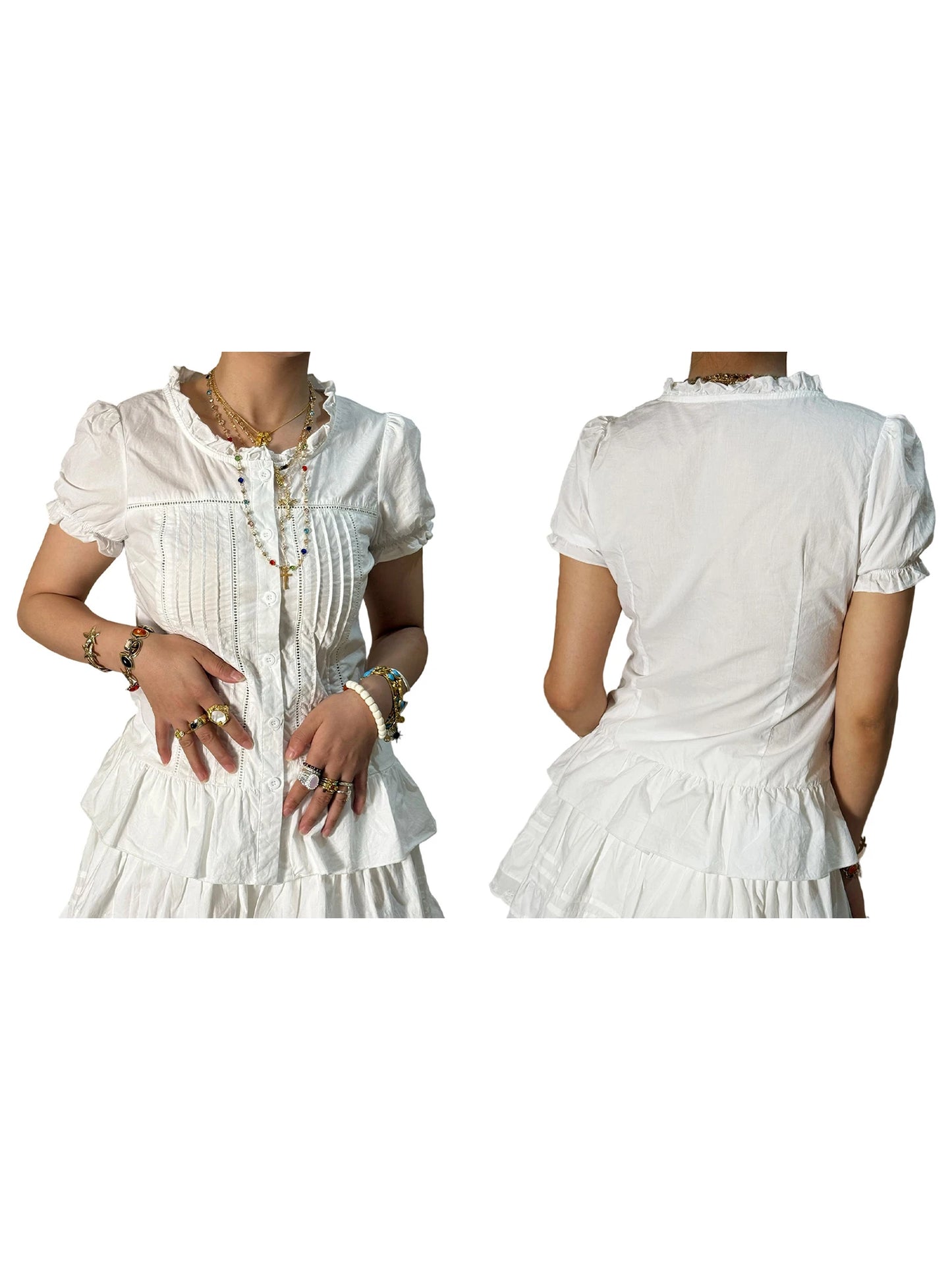 Elegant V-Neck Blouse with Flared Sleeves and Floral Embroidery Detailing Perfect for Spring and Summer Outfits