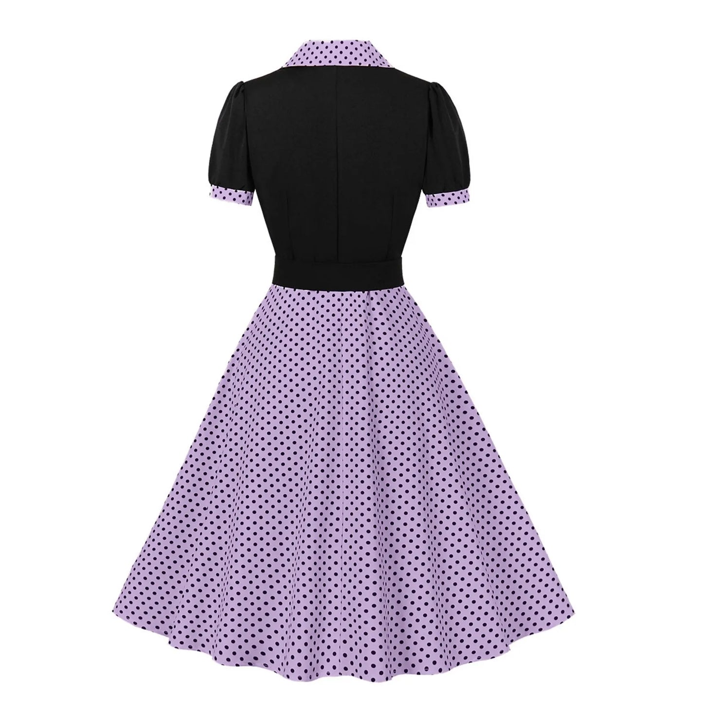 Women'S Vintage Polka Dot Lapel  Short-Sleeved Belt Dress Vestidos Mujer Veranoa 2025 Robe Femme Dress Women Women Clothing