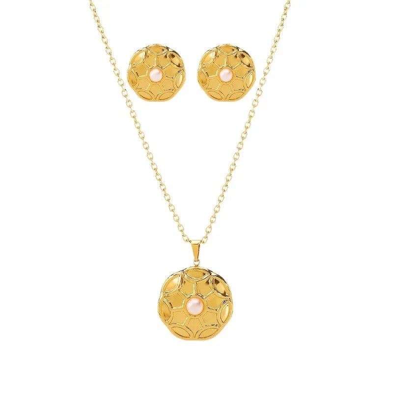 14k gold stainless steel geometric pendant necklace simple light luxury niche design jewelry set women