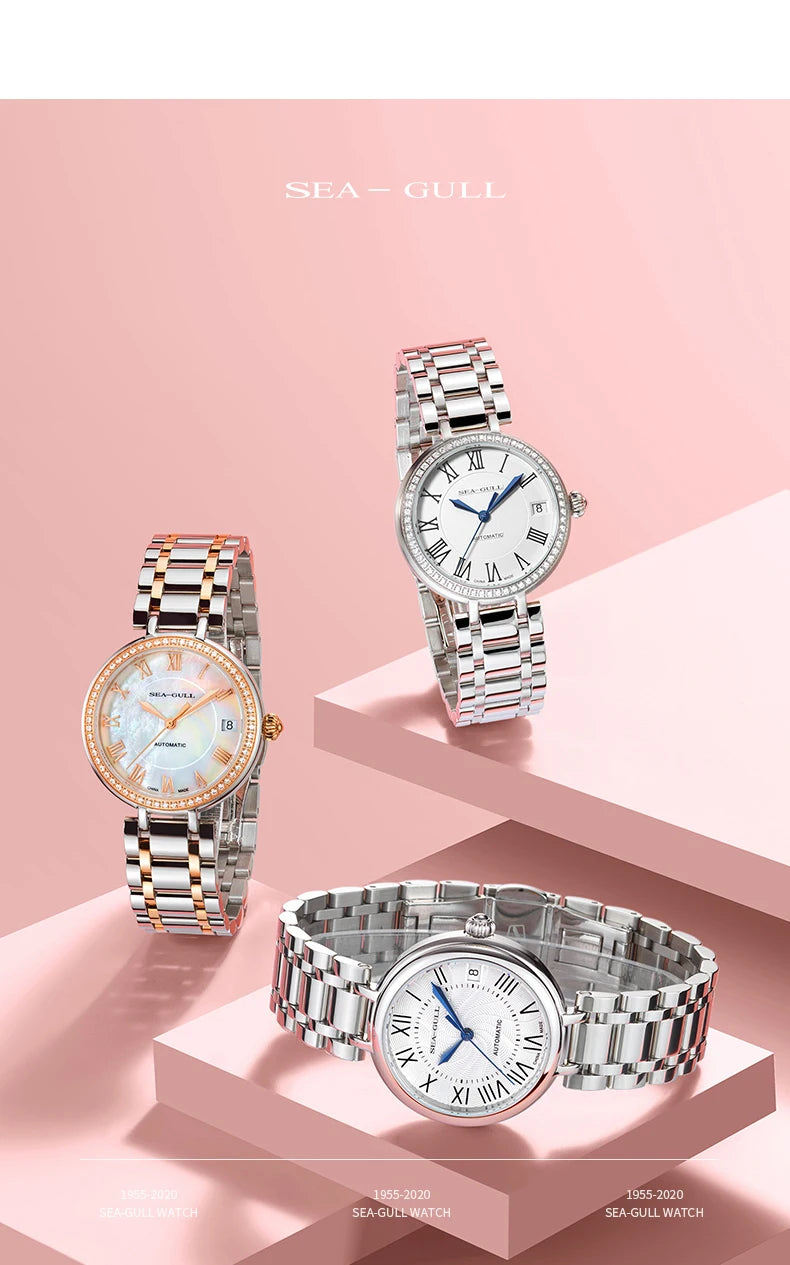 Seagull Reloj Fashion White Diamond Ladies Watch Top Brand Luxury Wrist Watch Simple Women Dress Watch Relogios Feminino 417L