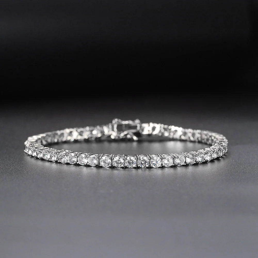 2-6.5mm Men Women Moissanite Tennis Chain Rose Yellow Moissanite Tennis Bracelet s925 Silver Tennis Chain For Women Men