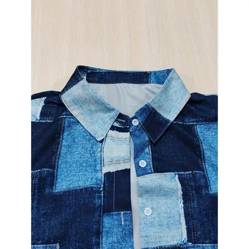 Plus Size New Fashionable Hot Selling Blouse Casual and Comfortable Women's Patchwork Button Blouse