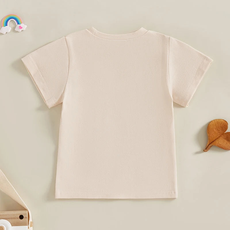 Toddler Girls Boys T-Shirts Letter Print Short Sleeve Shirts Summer Casual Fashion Kids Tops Brother Sister Matching Outfits