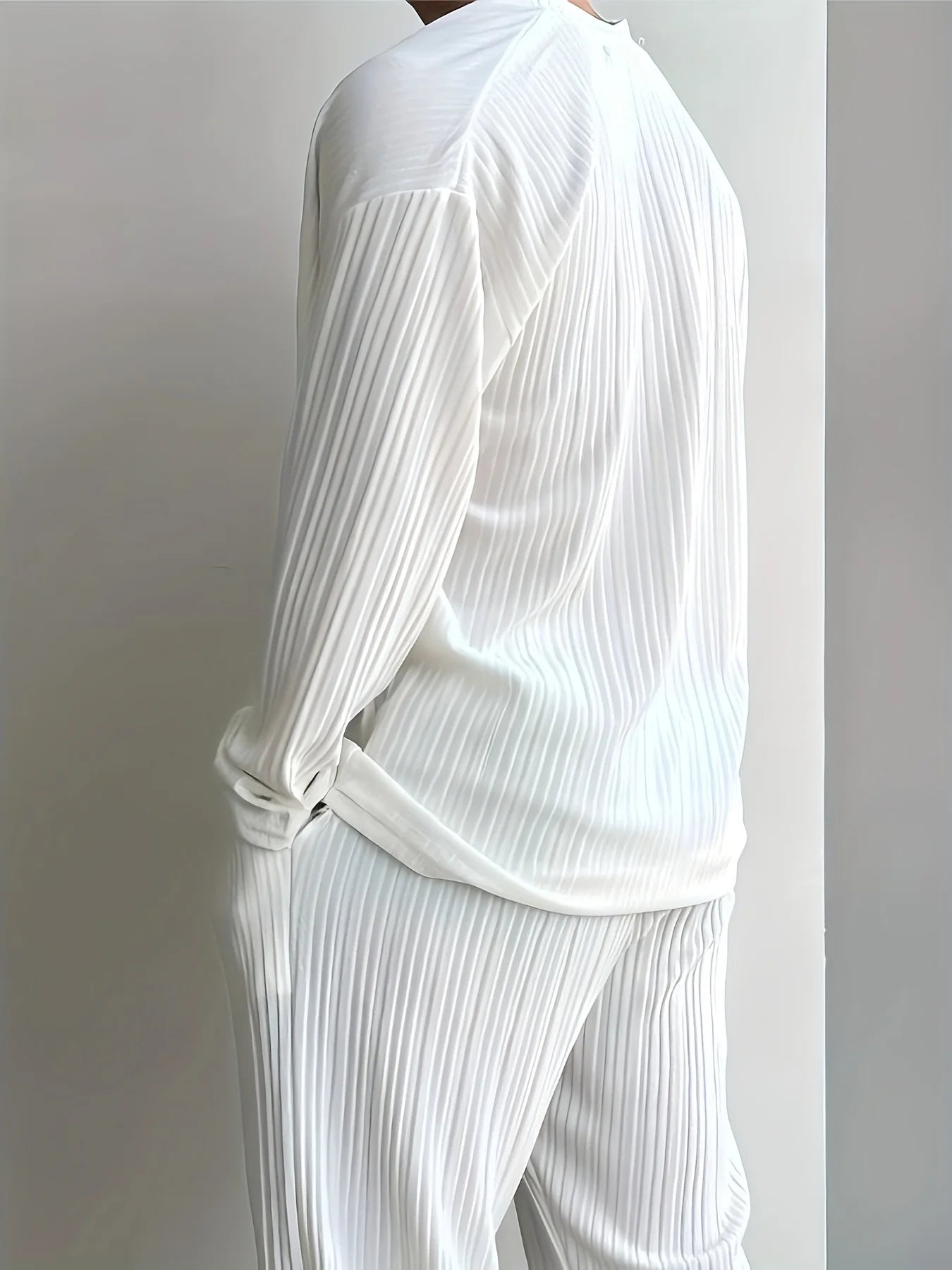 New men's commuter two-piece set, casual button-down shirt long sleeve pants cool men's summer suit - the best choice for casual