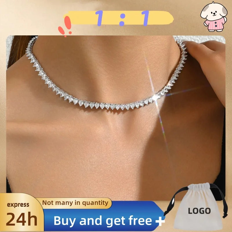 Fashionable Light Luxury Long Necklace, Female Personality, Diamond Arrangement, Niche Design