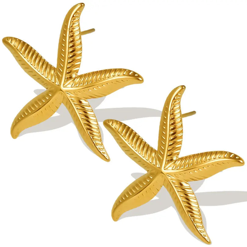 2025 New Stainless Steel Starfish Shell Earrings for Women Beach Vacation Style Luxury Thread Ear Dangle Jewelry Not Fading