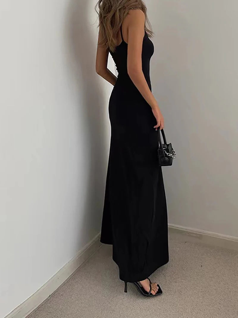 Woman Spring Summer Bodycon Dress Female Sexy Sleeveless Spaghetti Strap Sheath Dress Elegant Backless Evening Dress Long Skirt