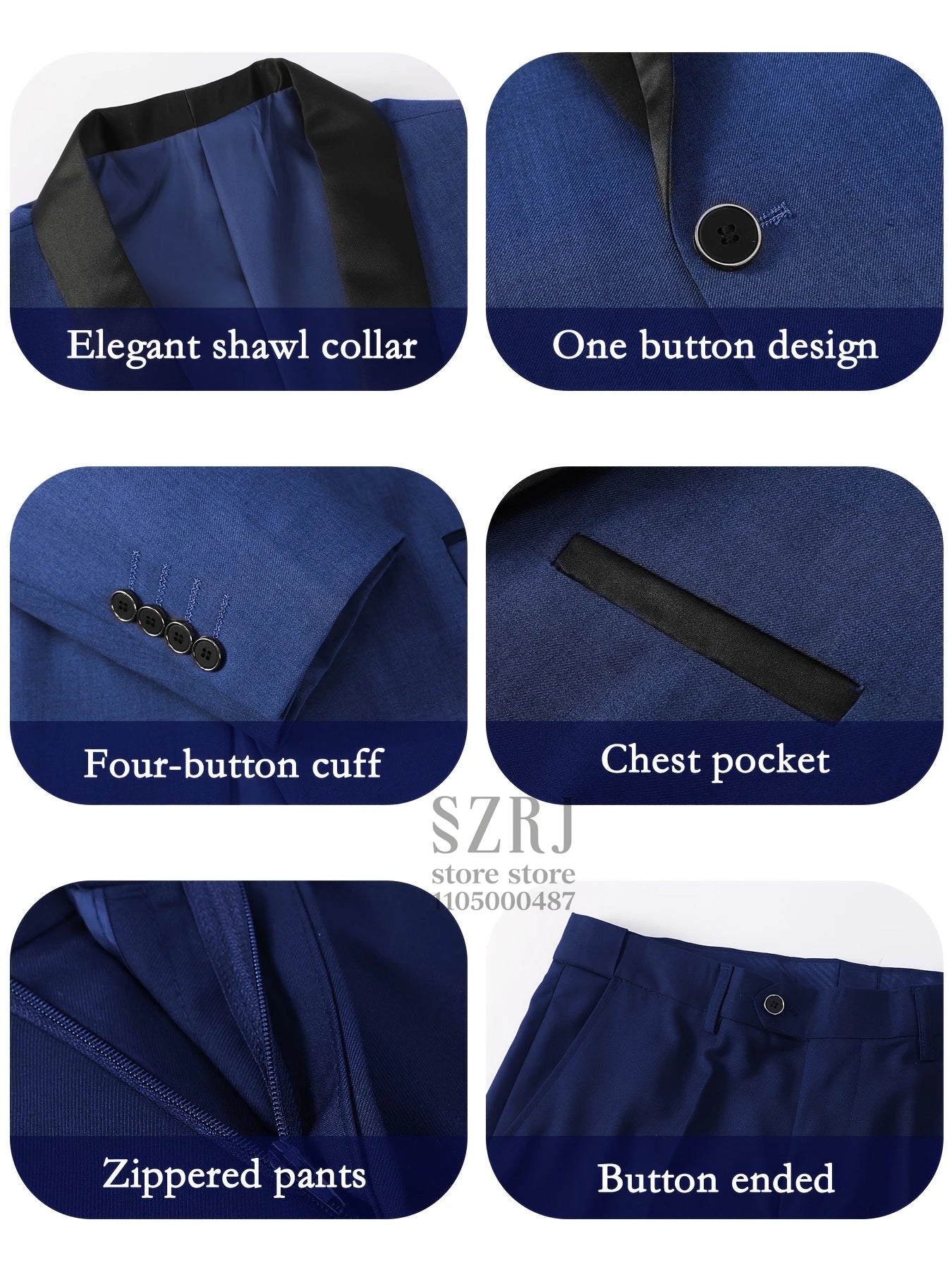 Men's 4-Piece Formal Suit: Jacket + Vest + Pants + Bow Tie, Shawl Collar, 1-Button, Flap Pockets, Wedding/Party