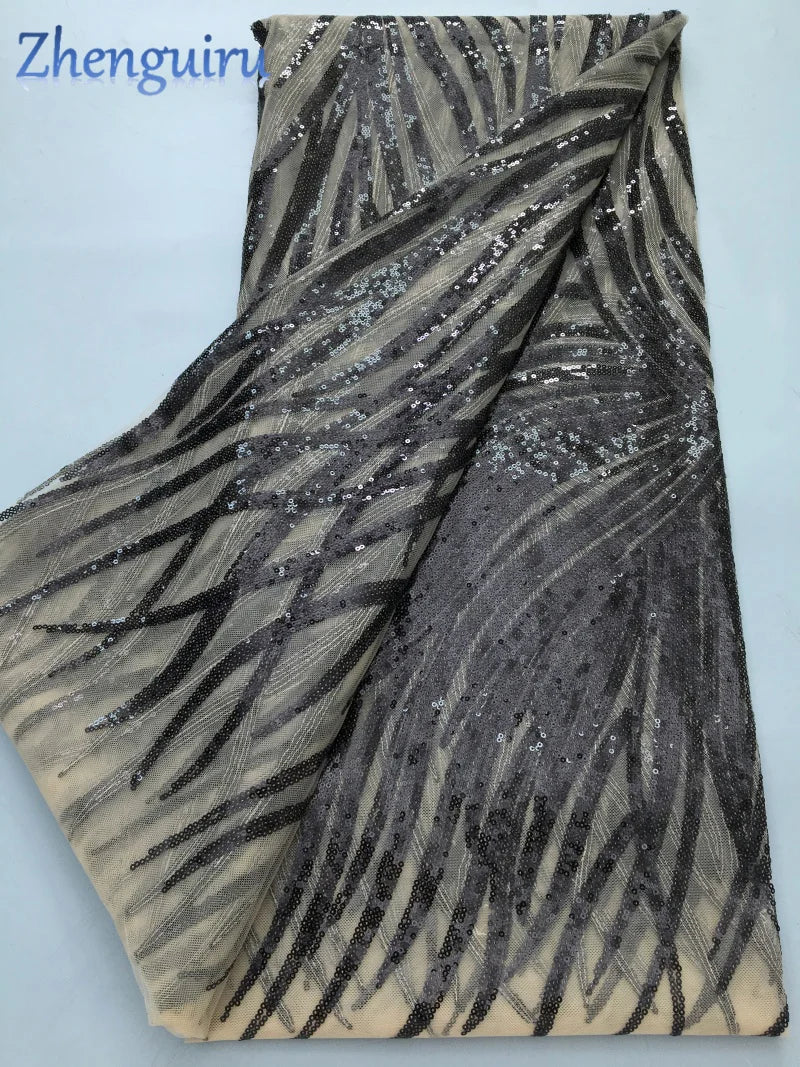 Green Nigerian Lace Fabric 2025 High Quality 5 Yards Luxury African Mesh Tulle Lace Fabric French Wedding Dress for Women A4340