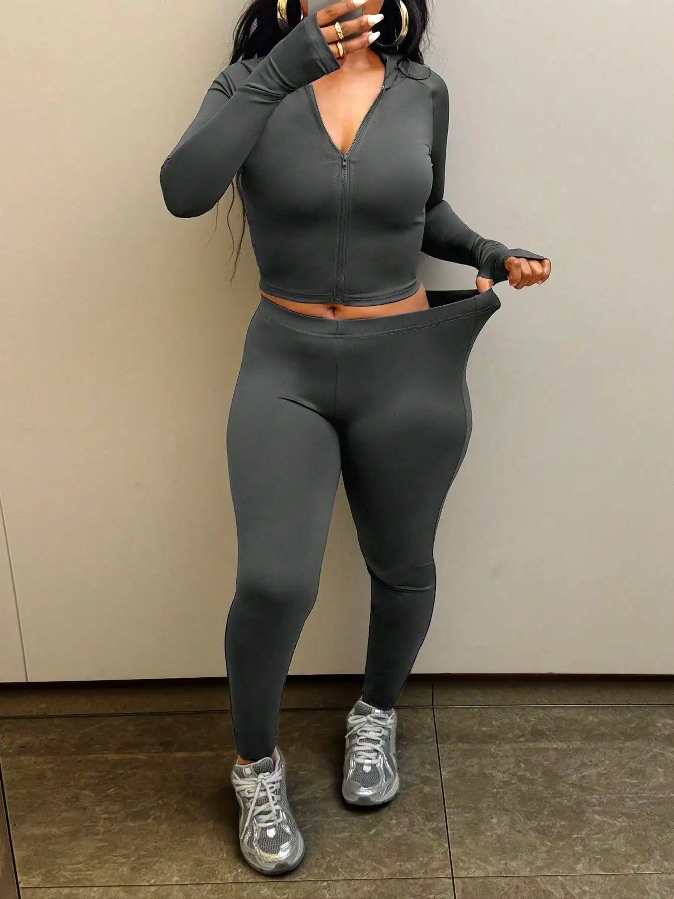 Women's Yoga 2 Piece Set  Solid Color Long Sleeve Tee Top And High Waisted Casual Pant Outdoor Clothing