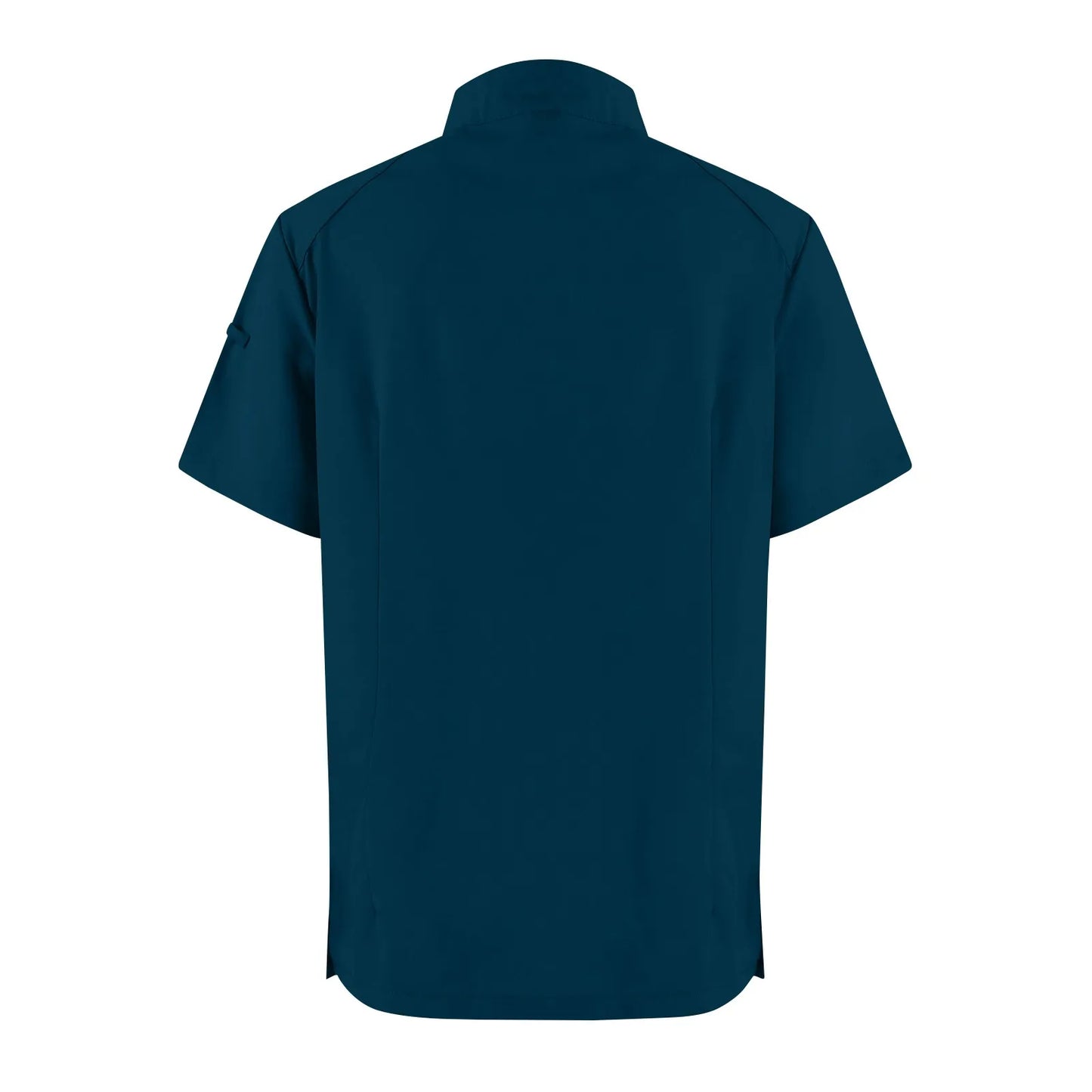 Women Two-Piece Set Solid Color Stand-Up Collar Short-Sleeve Top With Zipper Pocket And Matching Pants Professional Workwear