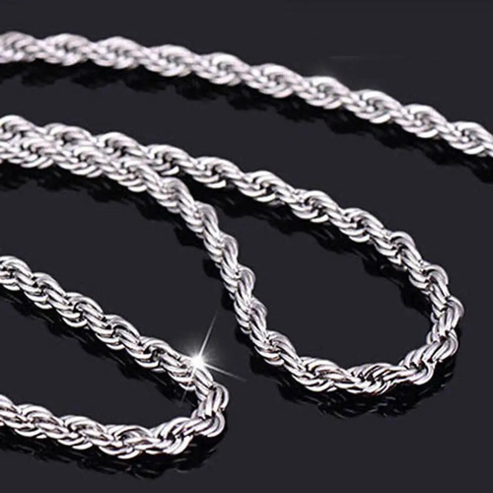 Silver 18/20/22/24 Inch 4mm Twisted Rope Chain Necklace For Women Man Fashion Wedding Charm Jewelry