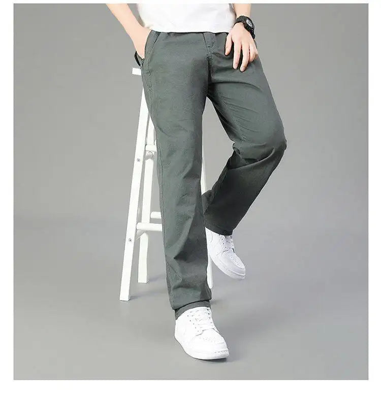 Big Size Men's Cargo Pants Casual Loose Straight Pants Cotton Long Trousers Zipper Pockets Mens Jogger Pants 5XL 6XL