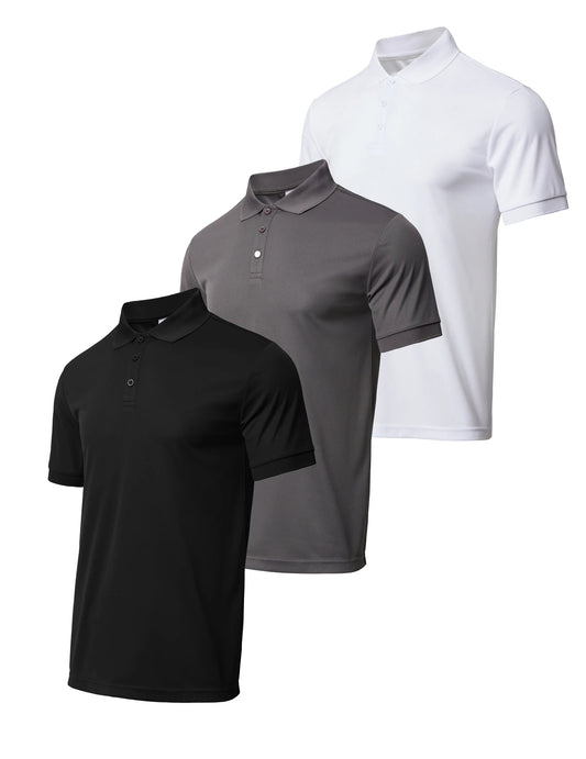 3-piece men's quick drying short sleeved casual sports golf shirt moisture wicking casual fitness top