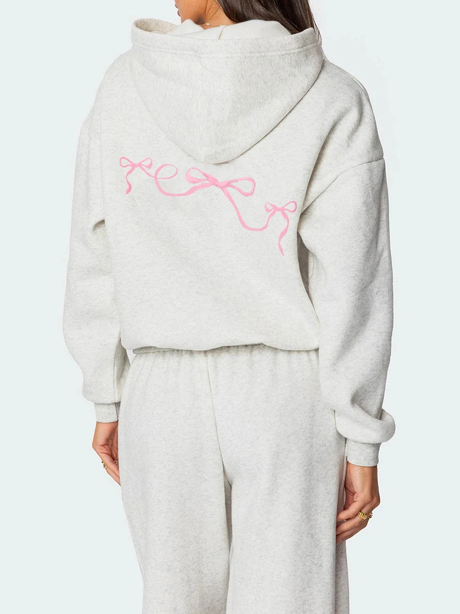 Women s 2 Piece Stylish Outfits Long Sleeve Floral Embroidered Sweatshirt Solid Color Jogger Pants Sets for Casual Wear