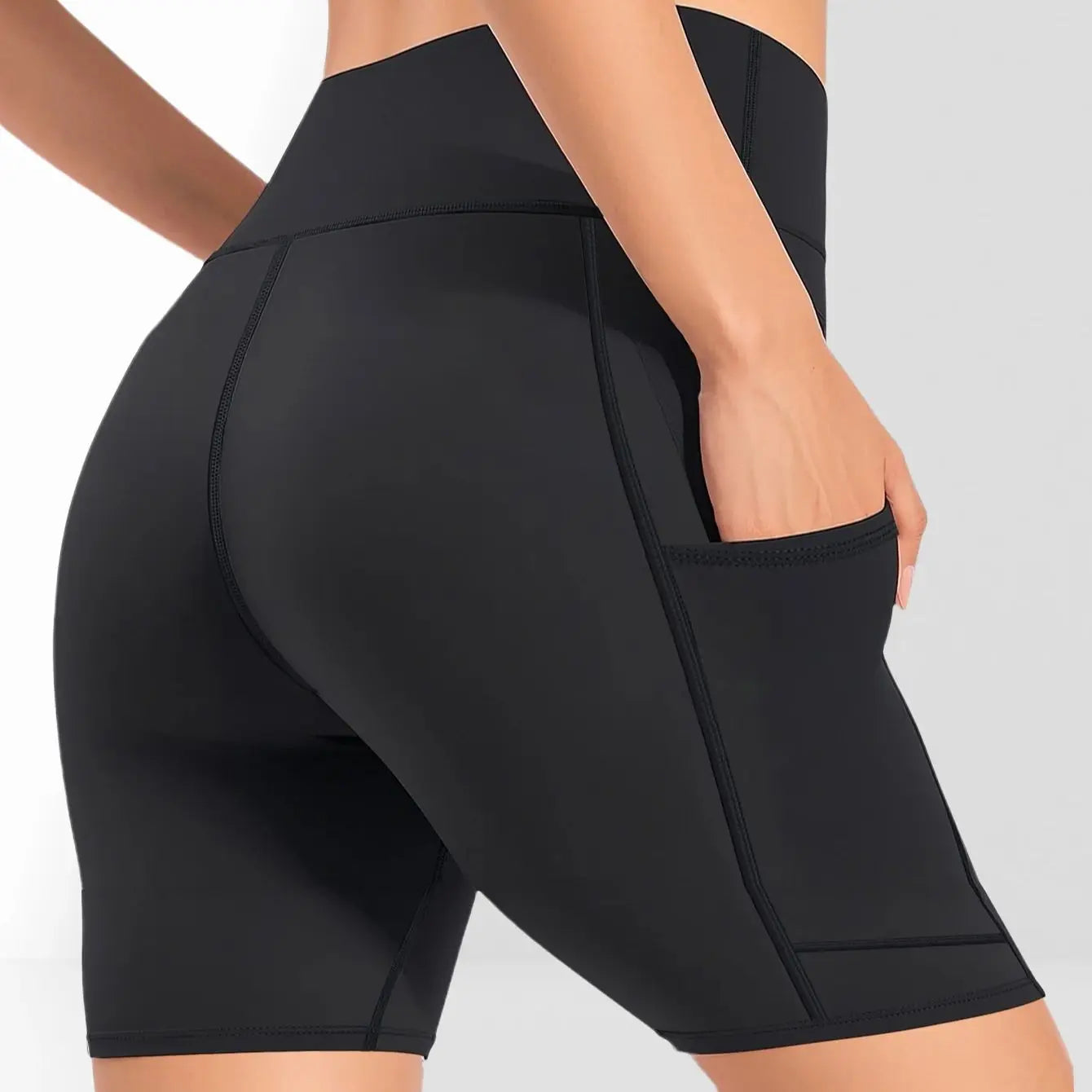 Women's sports leggings; fitness running shorts; breathable sports yoga leggings; with pockets, 5PCS