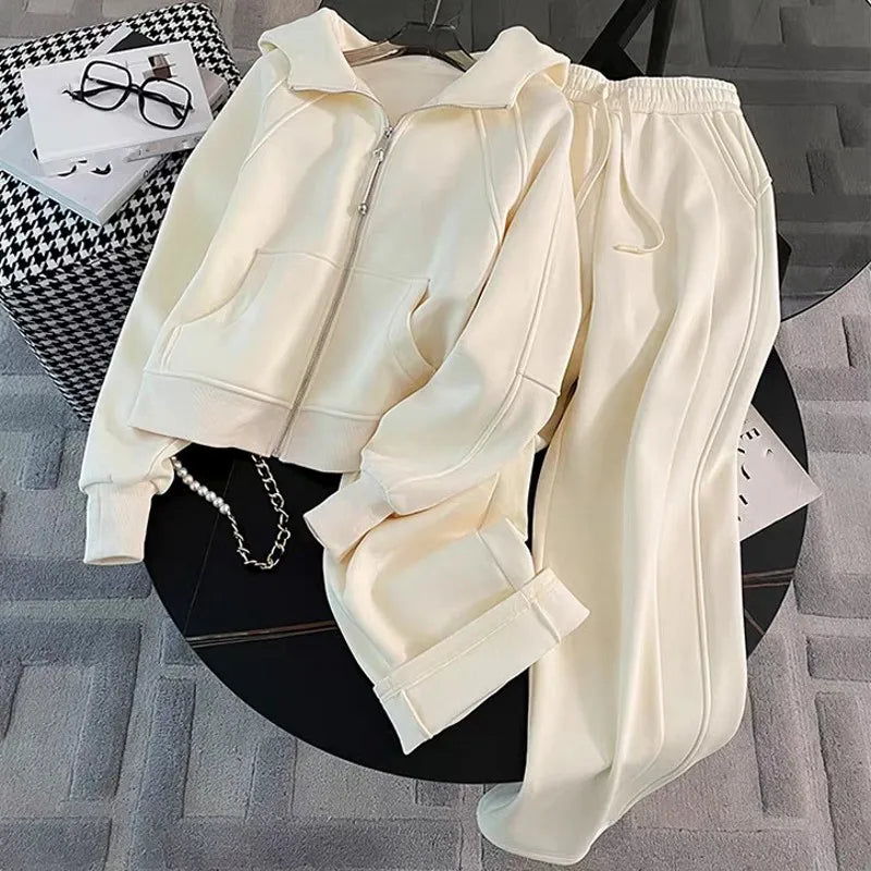 Women Running Sportswear Set Fleece Cardigan Hooded Sweatshirt Two Piece Set Tracksuit Gym Fitness Jogging Outdoor Training Sets