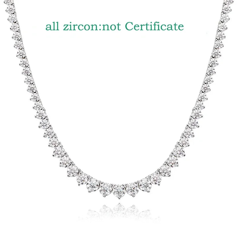 FCGJHW 3 Claws Gradient Moissanite Tennis Necklace for Women Sparkling Diamond Luxury Jewelry Sterling Silver S925 Chain 2026
