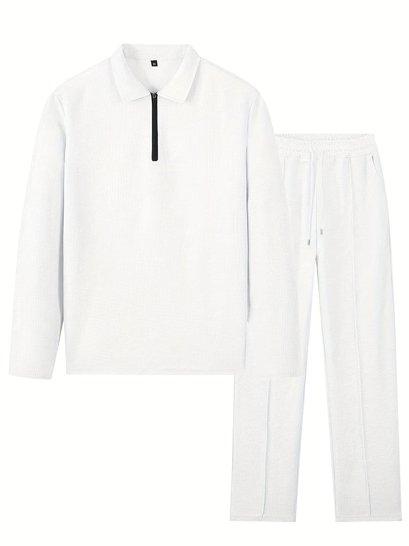 The new men's spring and autumn Waffle long-sleeved and long pants sportswear and casual set is made of comfortable and breatha