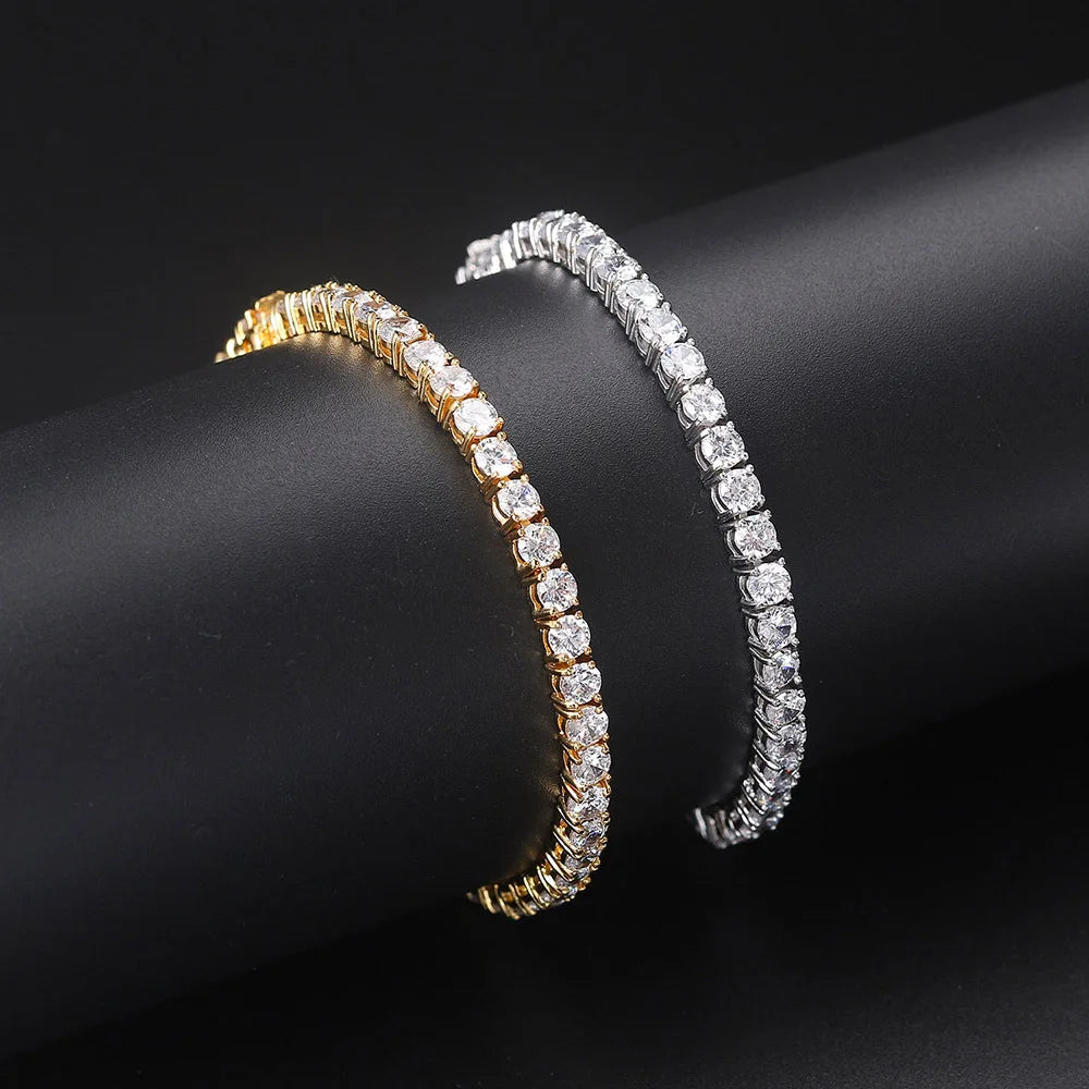 2-6.5mm Men Women Moissanite Tennis Chain Rose Yellow Moissanite Tennis Bracelet s925 Silver Tennis Chain For Women Men