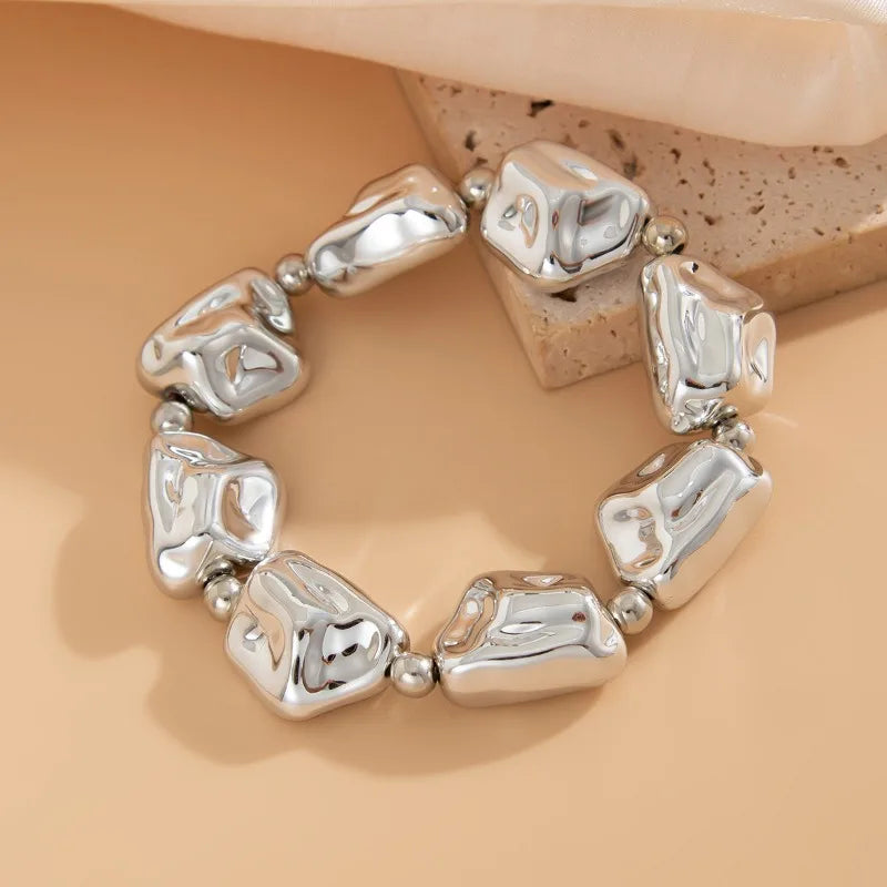 Light Luxury Irregular Necklace Set, Fashionable Geometric Special-shaped Beaded Collarbone Chain